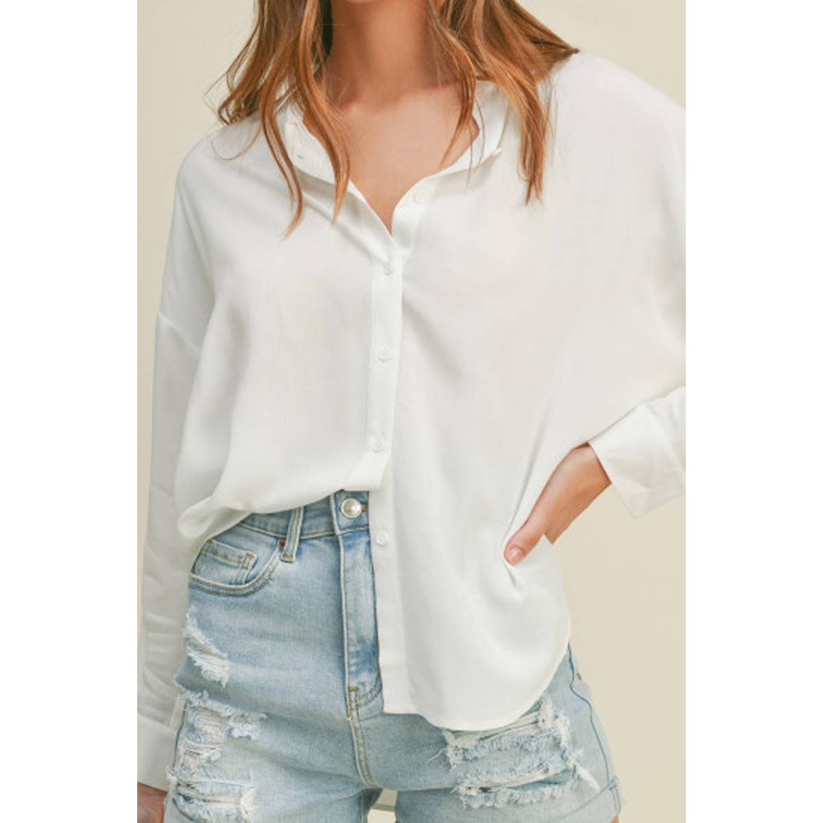 OVERSIZED LONG SLEEVE BUTTON DOWN SHIRT