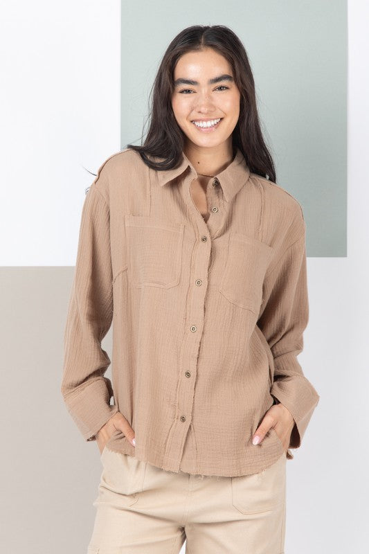 Frayed Hem Button Down