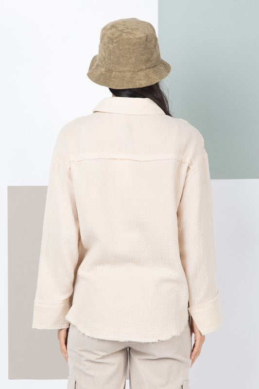 Frayed Hem Button Down