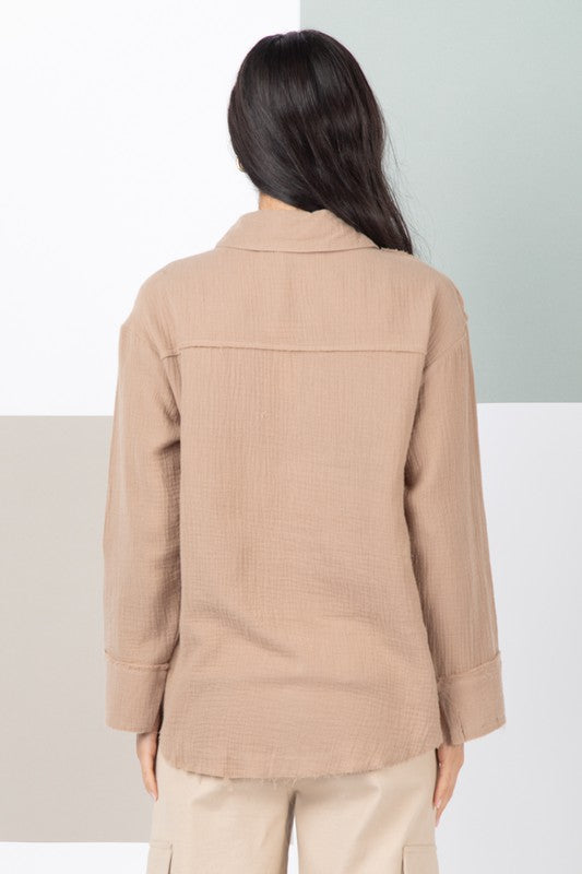 Frayed Hem Button Down