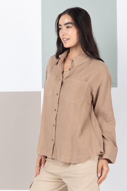 Frayed Hem Button Down