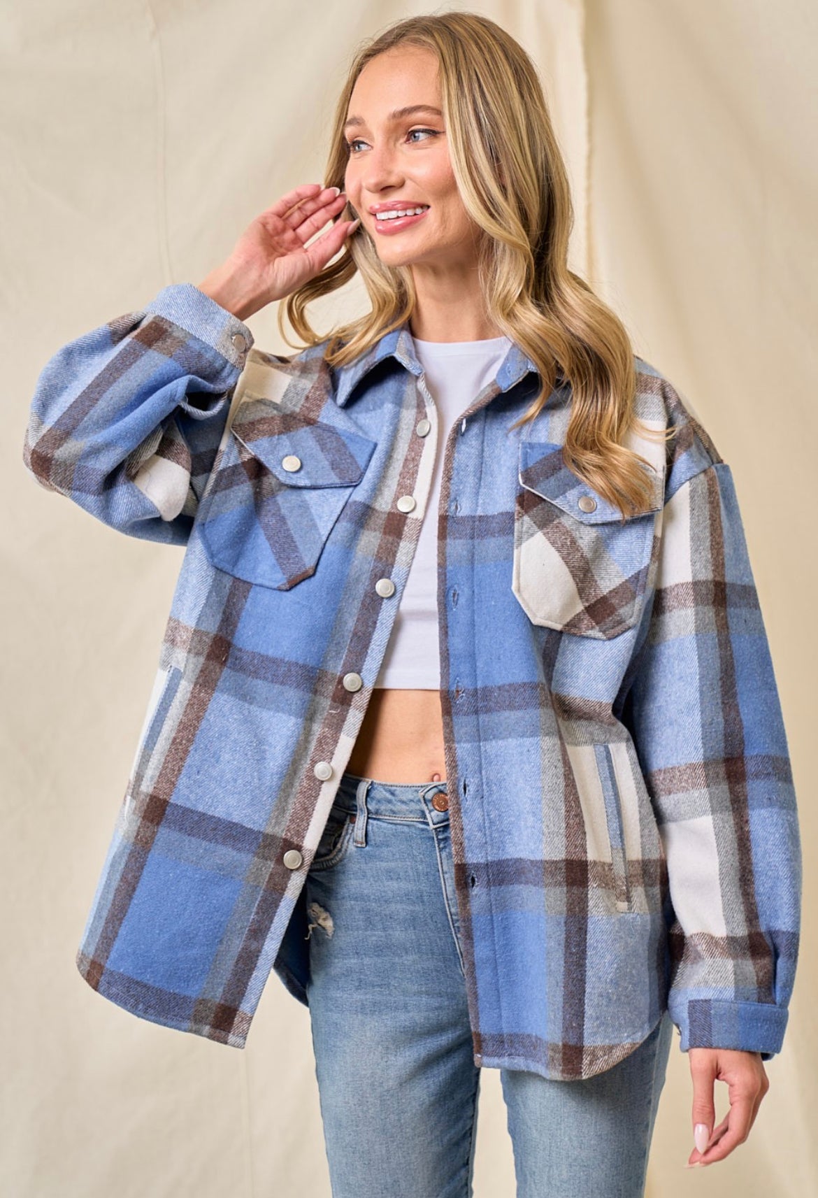 Donna blue shacket
