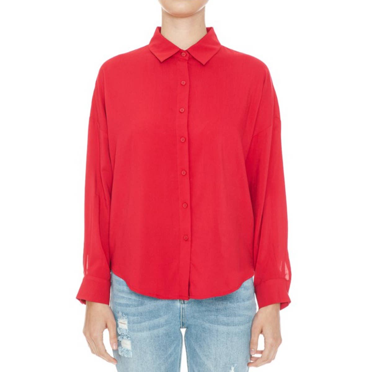 OVERSIZED LONG SLEEVE BUTTON DOWN SHIRT
