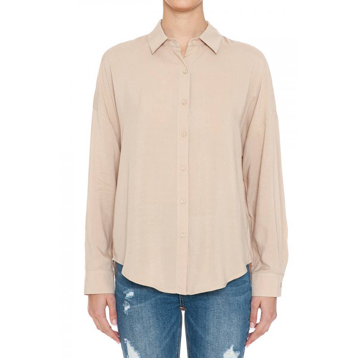 OVERSIZED LONG SLEEVE BUTTON DOWN SHIRT