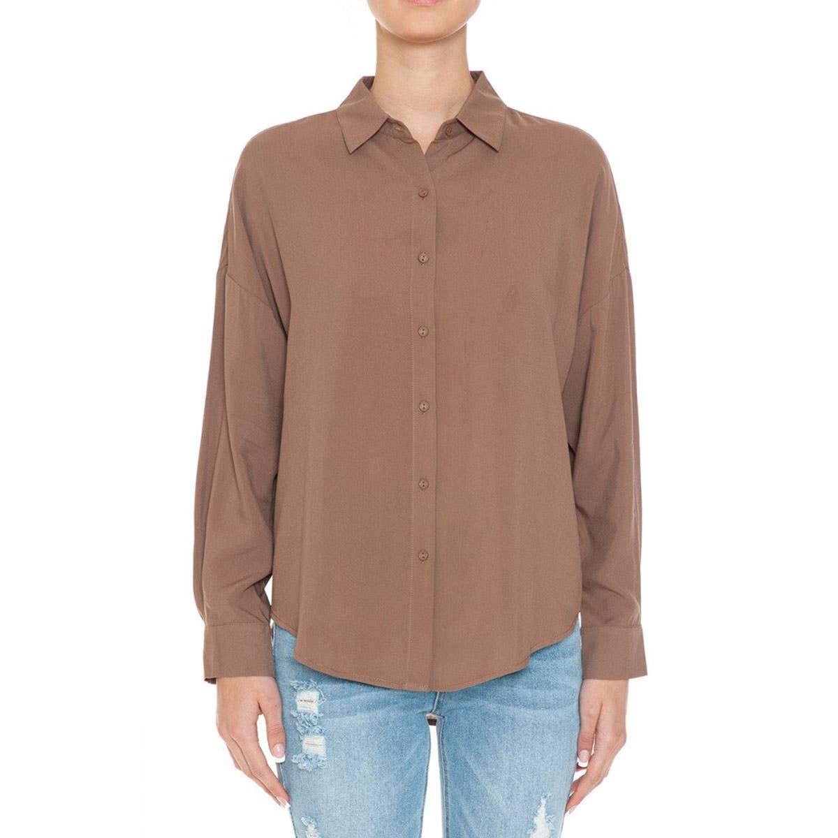 OVERSIZED LONG SLEEVE BUTTON DOWN SHIRT