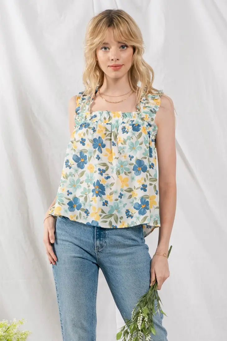 Floral Ruffle Tank