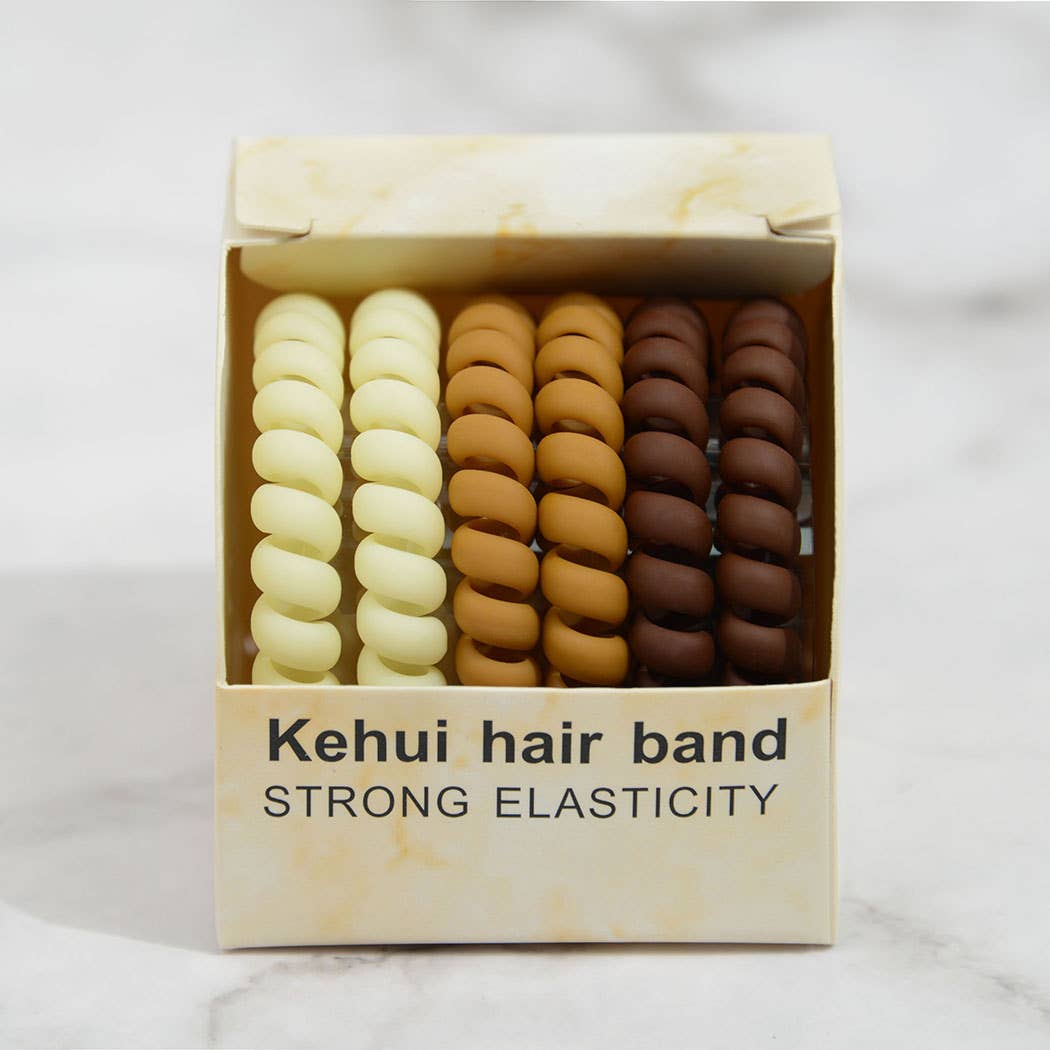 6PC Frosted Hair Ties Brown