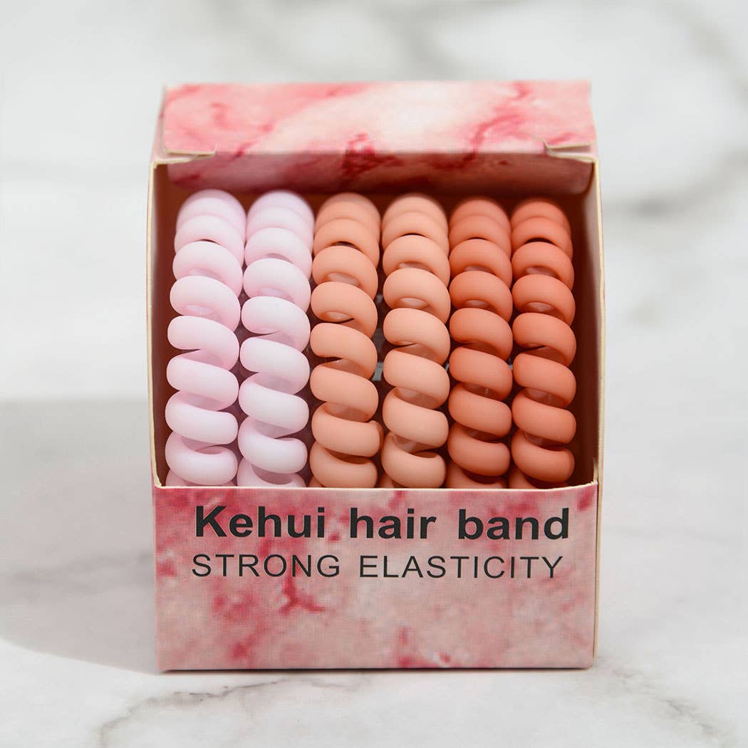 6PC Frosted Hair Ties Pink