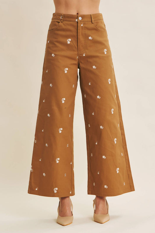 Embroidered Flower Trouser