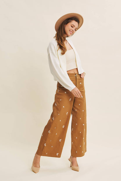 Embroidered Flower Trouser