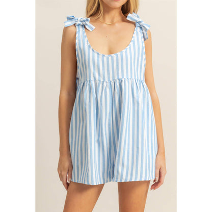 Striped Bow Relaxed Fit Romper