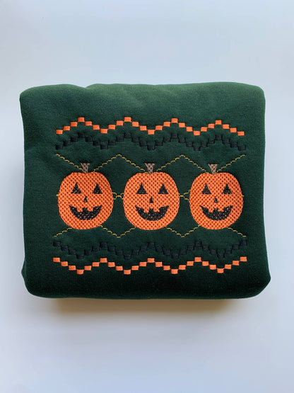 Pumpkin Embroidered Sweatshirts