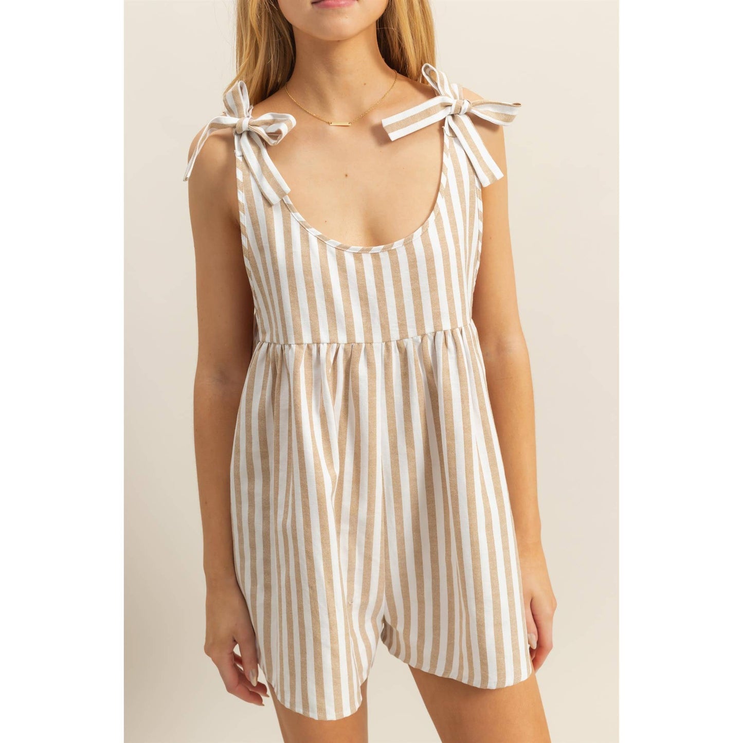 Striped Bow Relaxed Fit Romper
