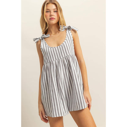 Striped Bow Relaxed Fit Romper