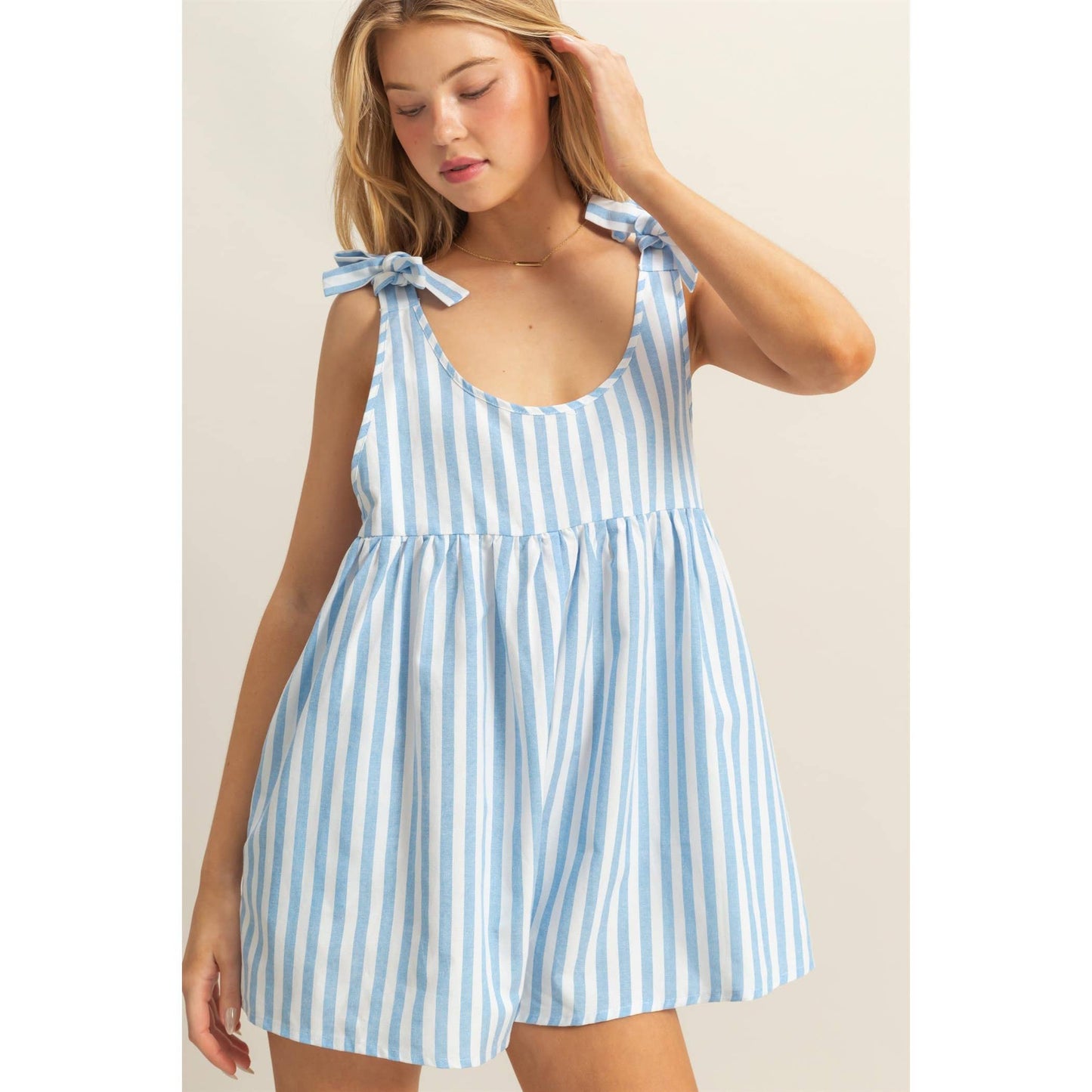 Striped Bow Relaxed Fit Romper