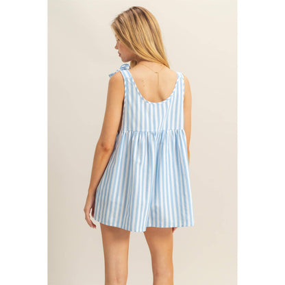 Striped Bow Relaxed Fit Romper