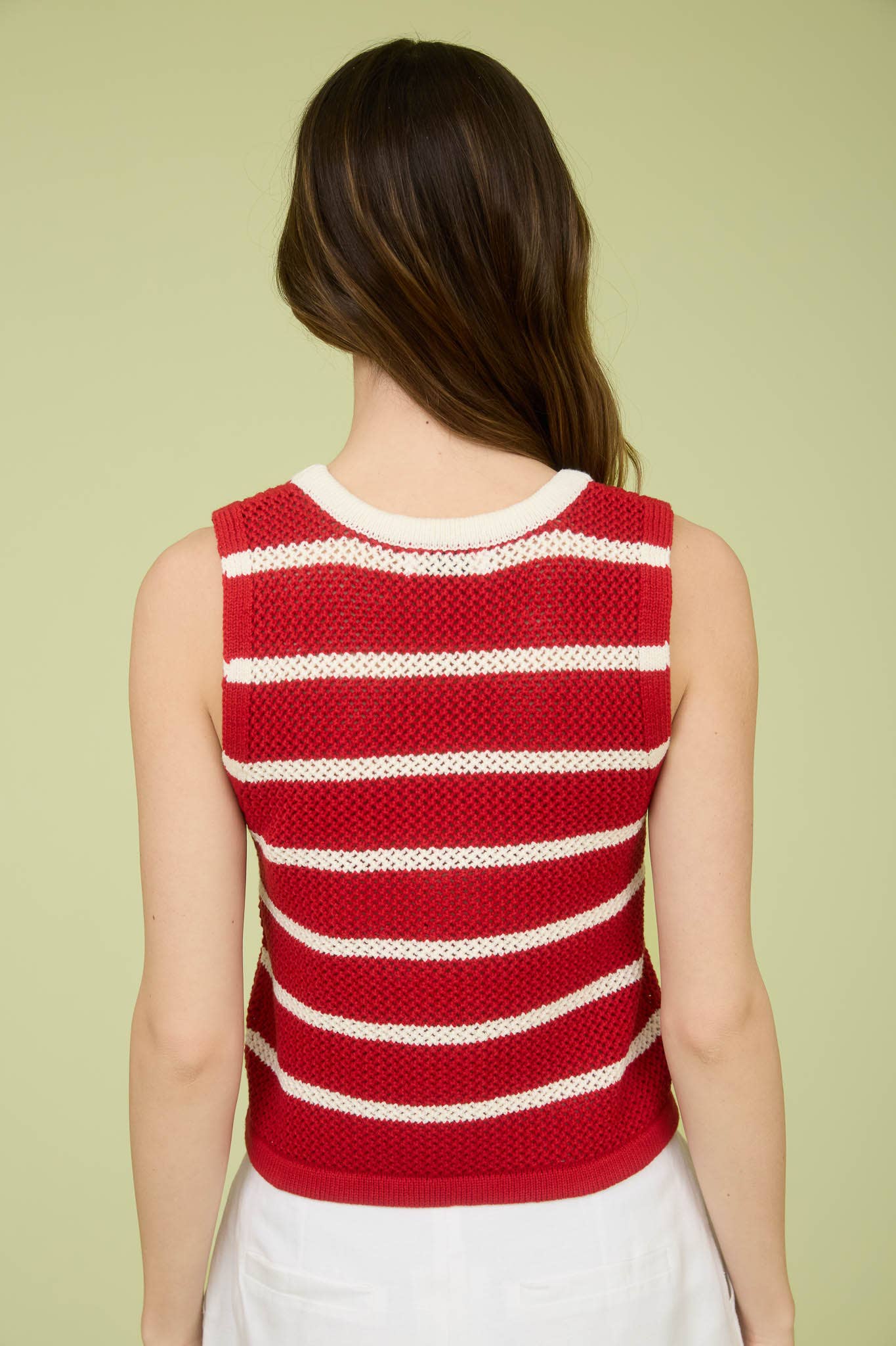Striped V Neck Red
