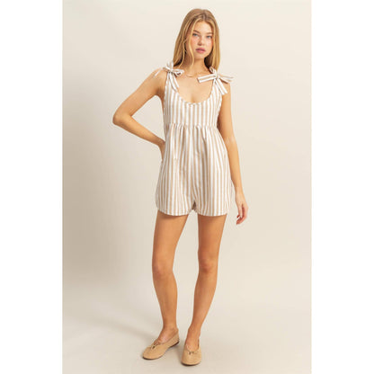 Striped Bow Relaxed Fit Romper