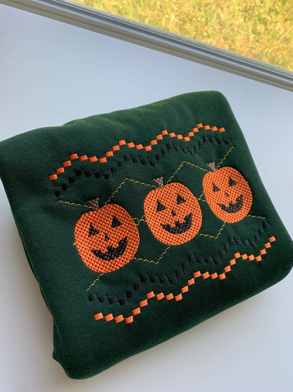 Pumpkin Embroidered Sweatshirts