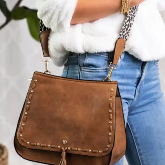 Leopard Strap Saddle Bag Crossbody