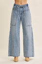 Drawstring Wide Leg Denim