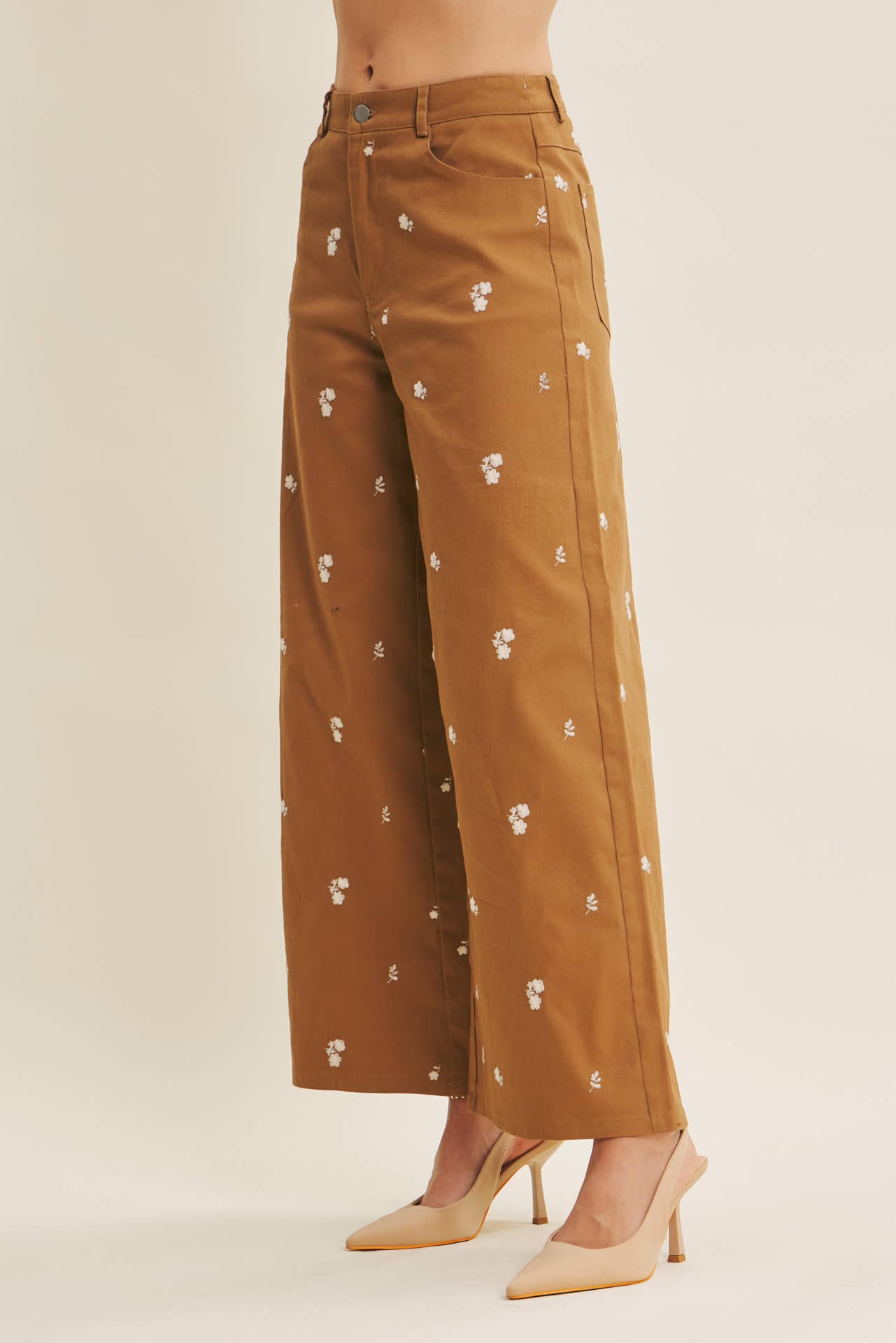 Embroidered Flower Trouser