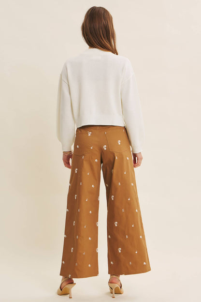 Embroidered Flower Trouser