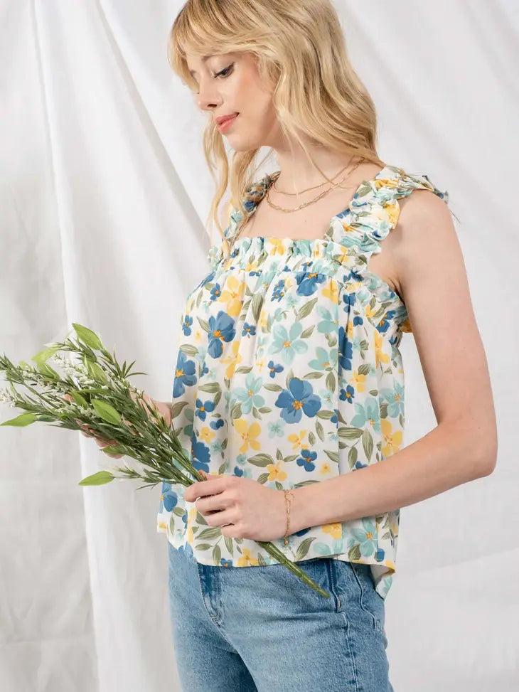 Floral Ruffle Tank