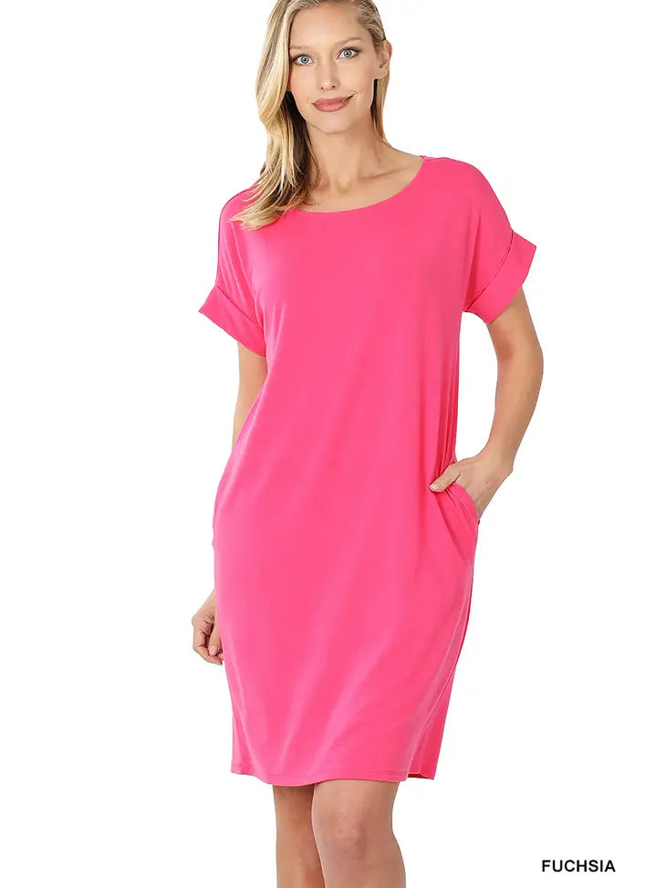 A little Pink T-shirt Dress with Pockets