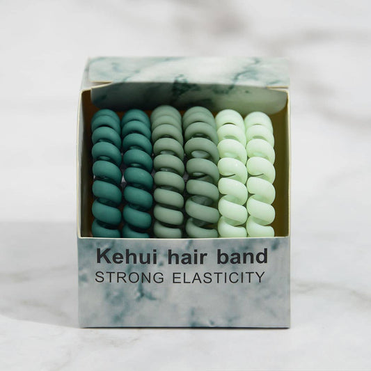 6PC Frosted Hair Ties Green